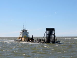 The Aku heading back to the dock with a load of fuel from the line haul supply out in Kotzebue Sound